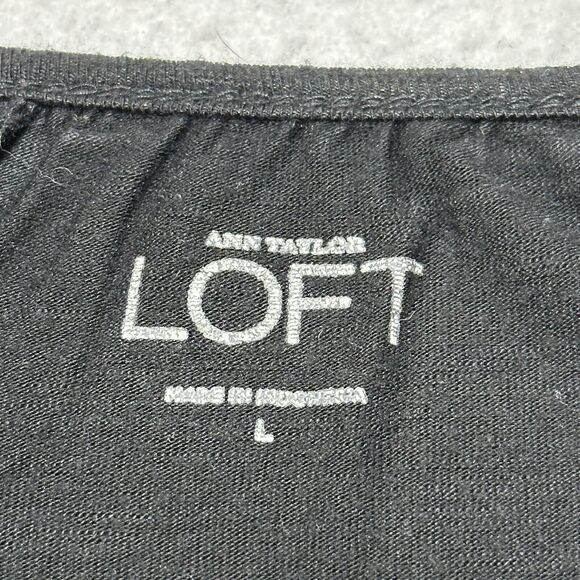 Ann Taylor LOFT Women's Large Black Short Sleeve Pullover TShirt Top Lightweight - Picture 3 of 12